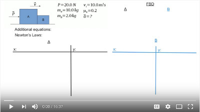 Two boxes pushed along a surface